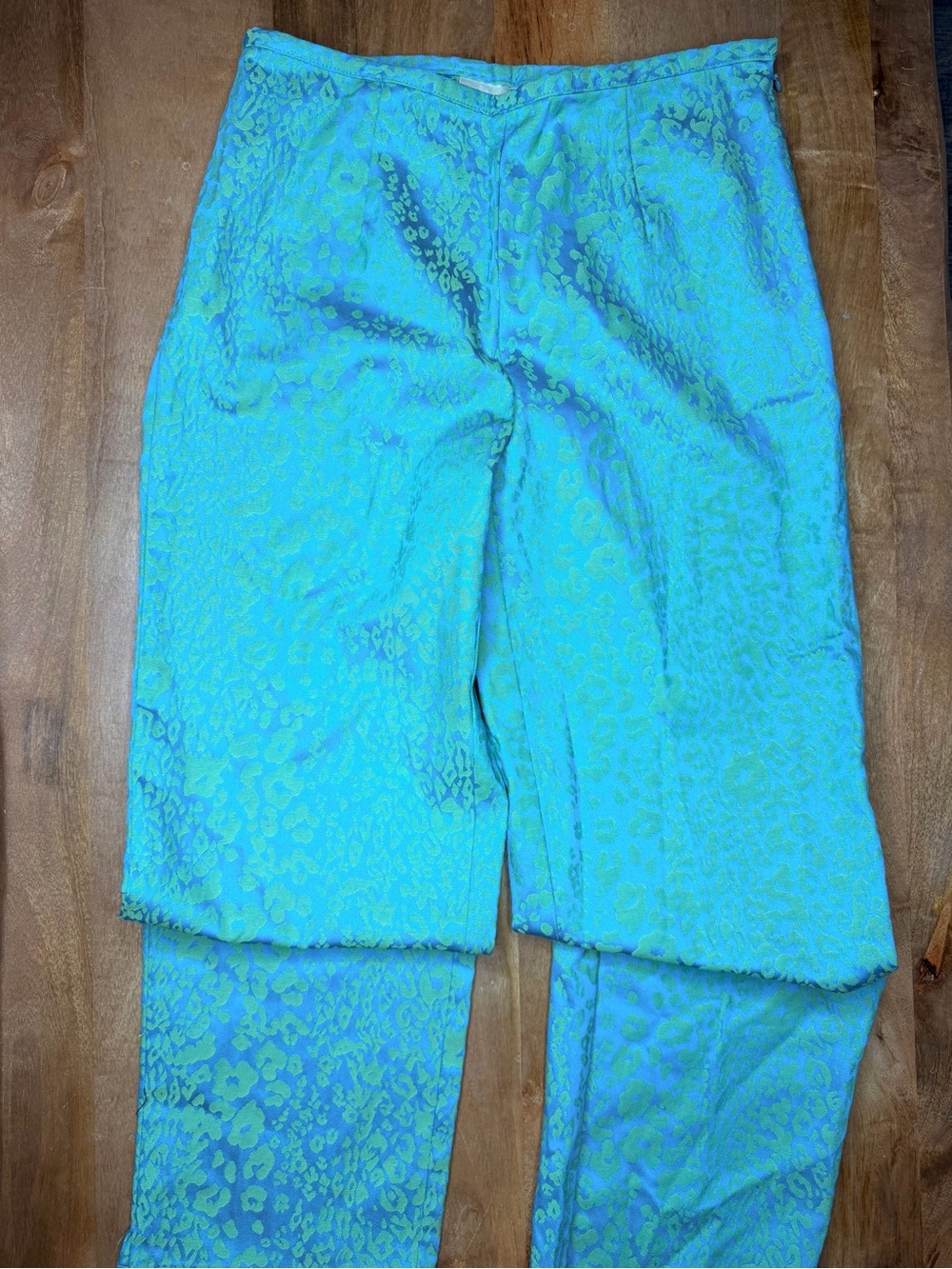Vintage Susan Bristol Pants Sz 6 Turquoise Lime Animal Leopard Print Y2K Stretch